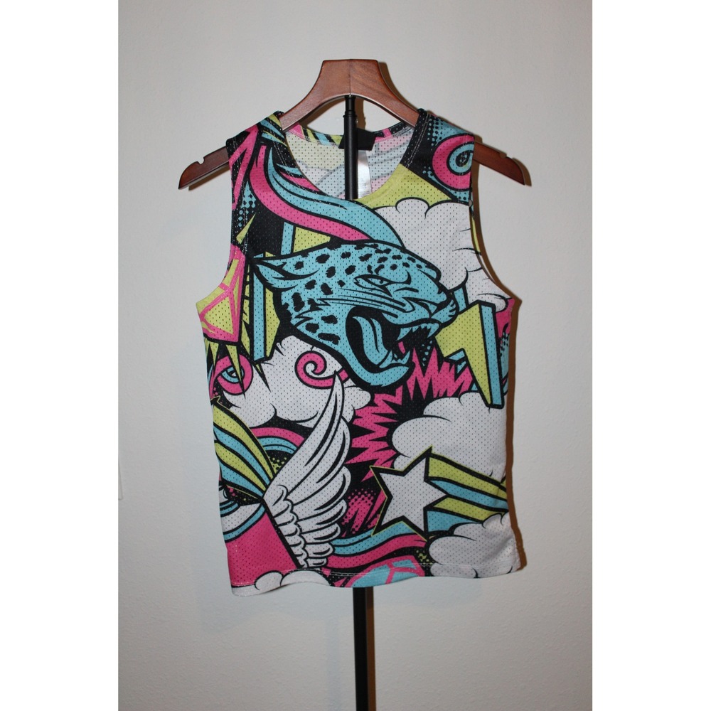 NFL Team Apparel Jacksonville Jaguars Youth Mesh Tank Top Pop Art Graphic Jersey